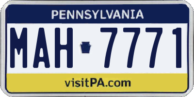 PA license plate MAH7771