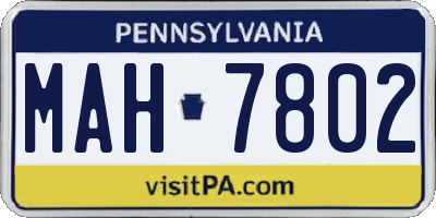 PA license plate MAH7802