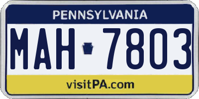 PA license plate MAH7803