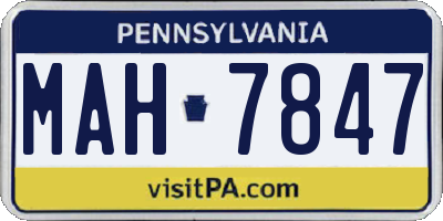 PA license plate MAH7847