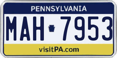 PA license plate MAH7953