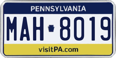 PA license plate MAH8019