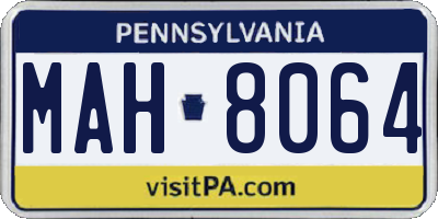 PA license plate MAH8064