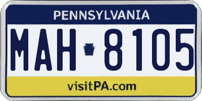 PA license plate MAH8105