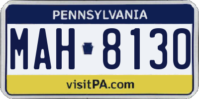 PA license plate MAH8130