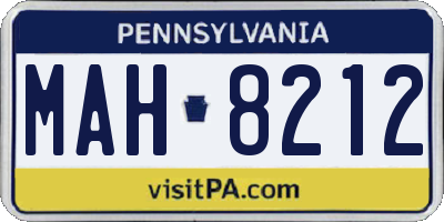 PA license plate MAH8212