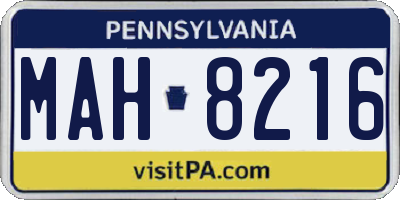 PA license plate MAH8216