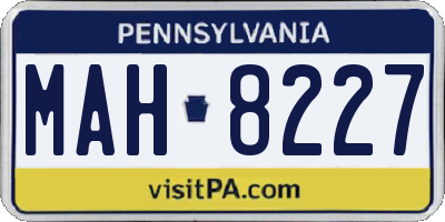PA license plate MAH8227