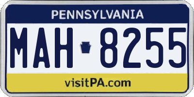 PA license plate MAH8255