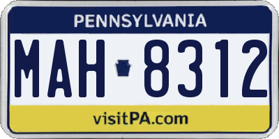 PA license plate MAH8312
