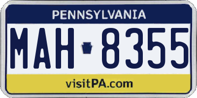 PA license plate MAH8355