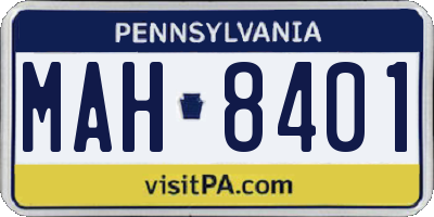 PA license plate MAH8401