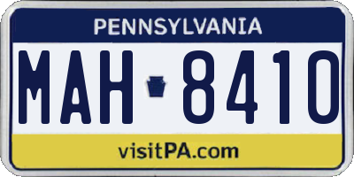 PA license plate MAH8410