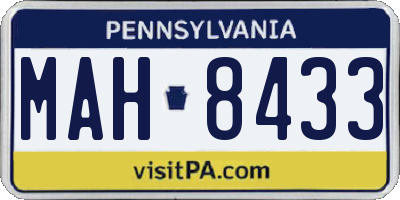 PA license plate MAH8433