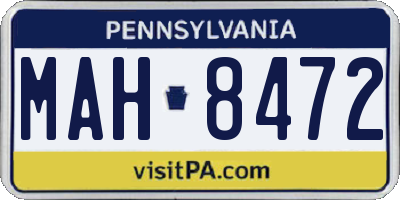 PA license plate MAH8472