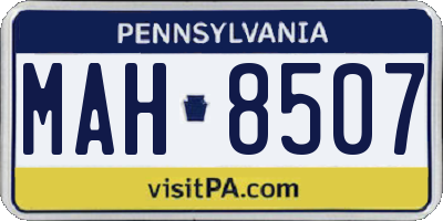 PA license plate MAH8507