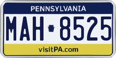 PA license plate MAH8525