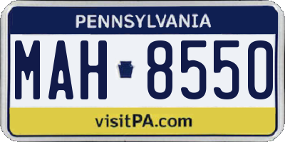 PA license plate MAH8550