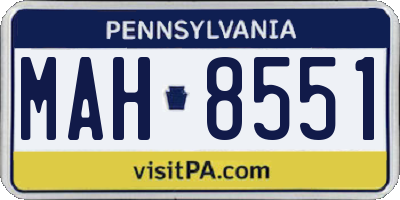 PA license plate MAH8551