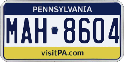 PA license plate MAH8604