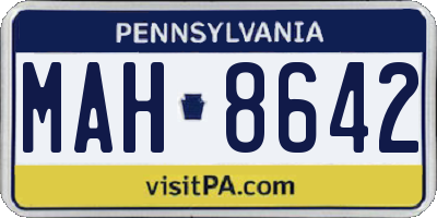 PA license plate MAH8642