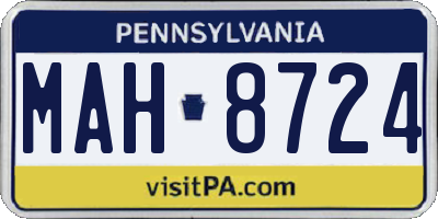 PA license plate MAH8724