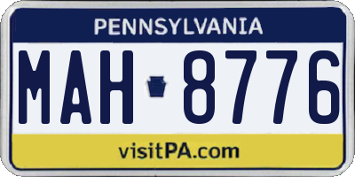 PA license plate MAH8776