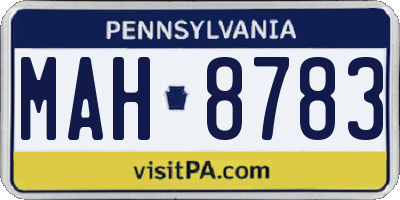 PA license plate MAH8783