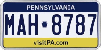 PA license plate MAH8787