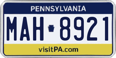 PA license plate MAH8921