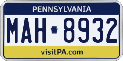 PA license plate MAH8932