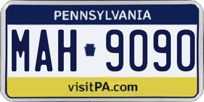 PA license plate MAH9090
