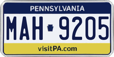 PA license plate MAH9205