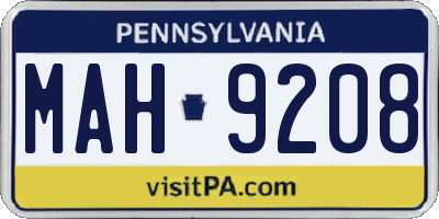 PA license plate MAH9208