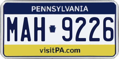 PA license plate MAH9226