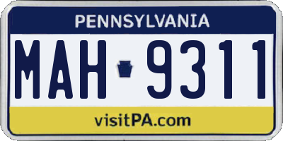 PA license plate MAH9311