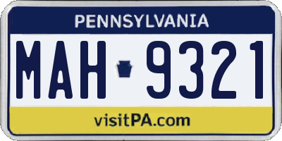 PA license plate MAH9321