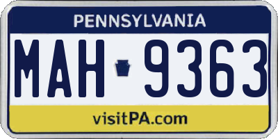 PA license plate MAH9363
