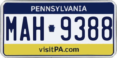 PA license plate MAH9388