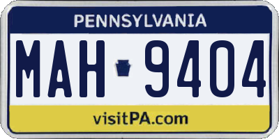 PA license plate MAH9404