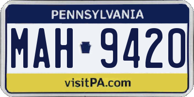 PA license plate MAH9420