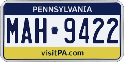 PA license plate MAH9422