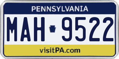 PA license plate MAH9522