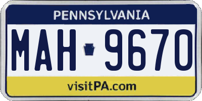 PA license plate MAH9670