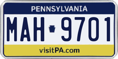 PA license plate MAH9701