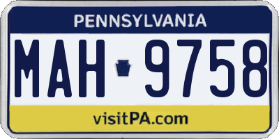 PA license plate MAH9758
