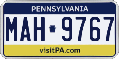 PA license plate MAH9767
