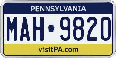 PA license plate MAH9820