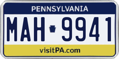 PA license plate MAH9941