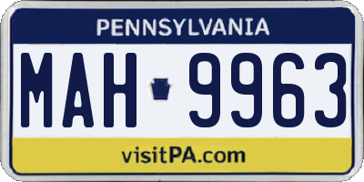 PA license plate MAH9963